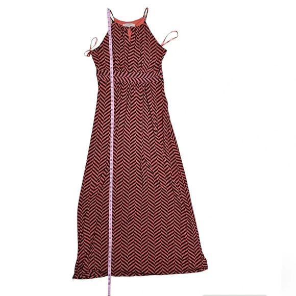 Loft Chevron Maxi Dress Orange Navy Blue M - Picture 8 of 8